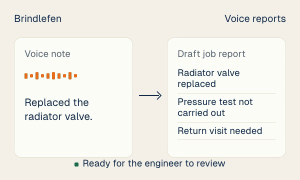 A draft job report, ready for the engineer to review.